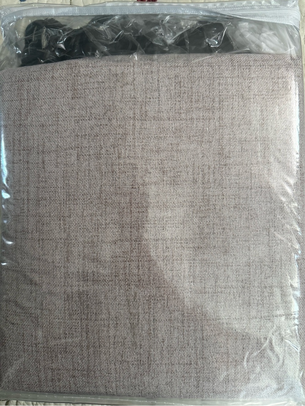 Linen texture black out curtains with hooks and rings